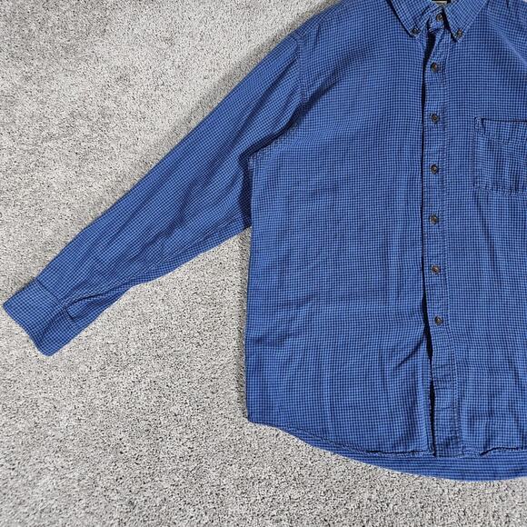 Vtg LL Bean Flannel Mens Large Blue Check Distressed Cabincore Grunge Skater - Picture 3 of 16